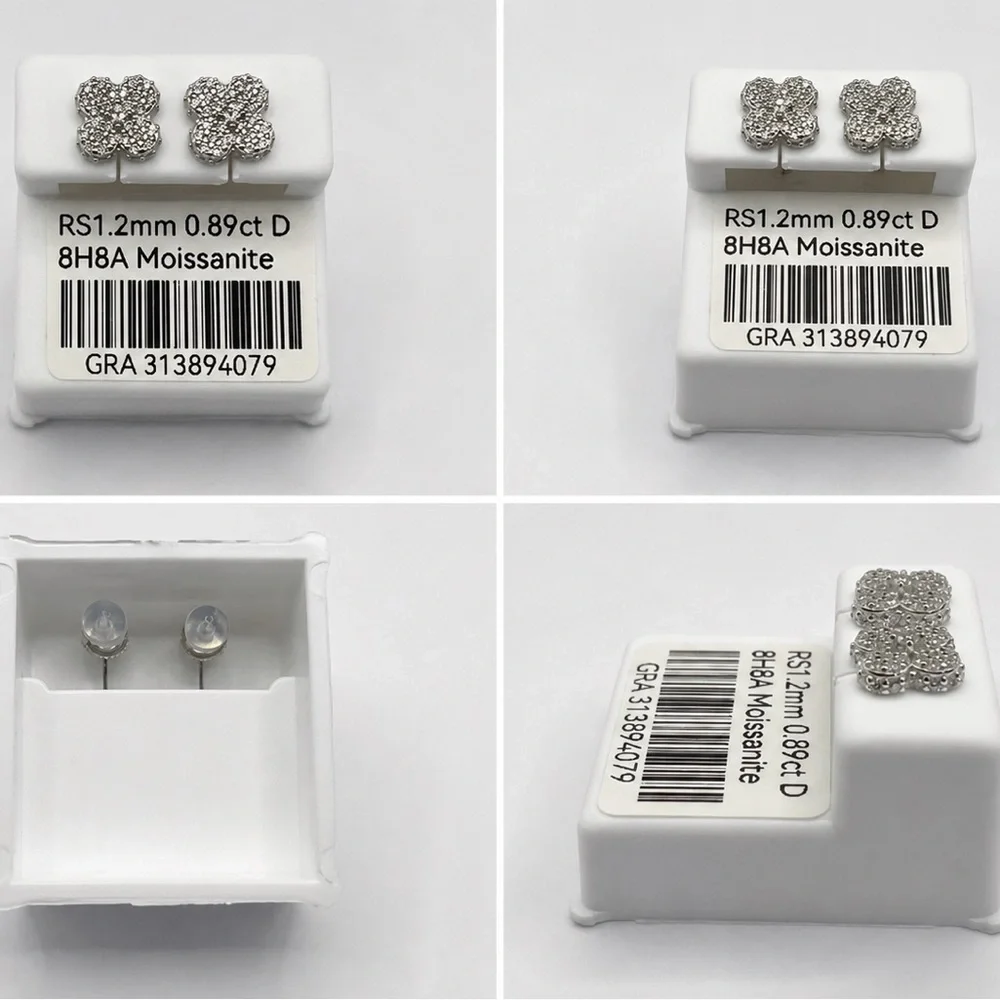 925 Sterling Silver 0.89CT MOISSANITE  Stud Earrings Screw Back unisex